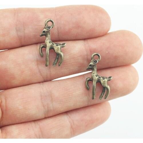 High Quality 20 Pieces/Lot 21mm*13mm Antique Bronze Plated Sika deer Charms
