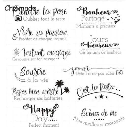 Chzimade French Letter Transparent Clear Stamps Silicone Seals Roller Stamp DIY Scrapbooking Photo Album Card Making