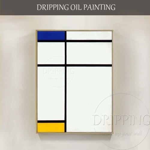 Artist Hand-painted Simple Design White Geometry Oil Painting on Canvas Vertical Rectangle White Abstract Geometry Oil Painting