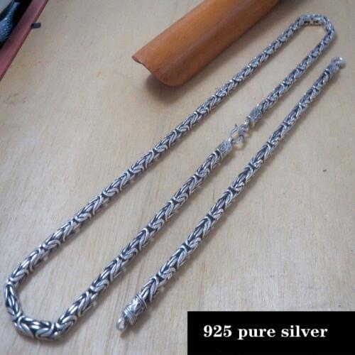 S925 silver necklace for men and women Thai silver bracelet for men and women Peace pattern fashion 4.5MM male silver bracelet