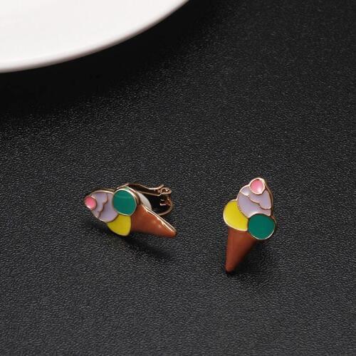 Ice Cream Clip Earrings Without Piercing For Kids Stud Children Girls Kawaii Clip On Earrings No Ear Hole Jewelry Accesories
