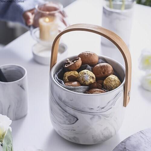 Nordic Marble Storage Tank Creative Ceramic Storage Tank Portable Fruit Plate Salad Bowl Restaurant Knife and Fork Storage Tube