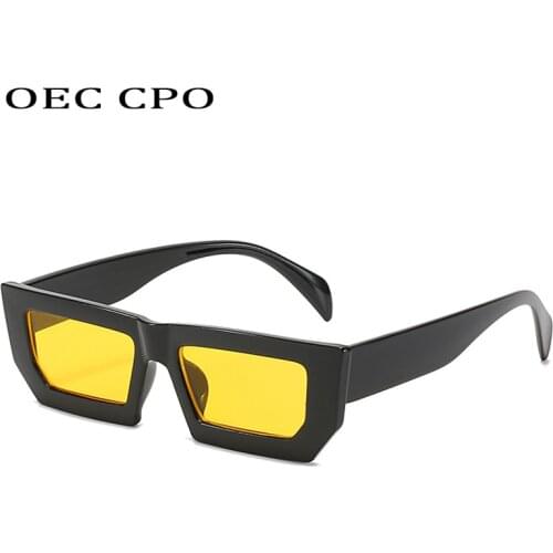 OEC CPO Trendy Punk Square Sunglasses Women Summer Fashion Rectangle Sunglasses Men Brand Designer Yellow Sun Glasses UV400 O994