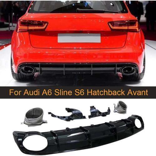 Rear Bumper Diffuser Spoiler for Audi A6 Sline S6 Hatchback Avant Touring 2015-2018 Not for RS6 PP Rear Bumper Diffuser Spoiler