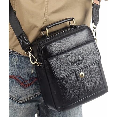 Genuine Leather Men Messenger Tote Hand Bag Business Briefcase Natural Skin Male Sling Cross Body Shoulder Top Handle Bags