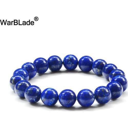 WarBLade AAA Natural Stone 3A Lapis Lazuli Bracelets Gems Stones Lapis Lazuli Beads Beaded Bracelets Bangles For Women Men