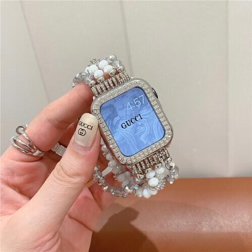 Apple watch crystal band series se654321 women diamond fashion strap Iwatch6 44mm 40mm 42mm 38mm stainless steel bracelet