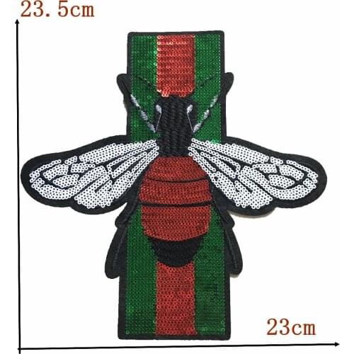 2ps Brand cc Sequins Bee Patches for Clothing Applique Motif Sewing Badge Fabric Cloth Patches DIY Accessories Bag Iron on Patch