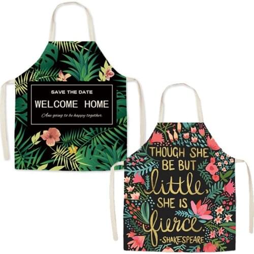 1PC Printed Cotton Linen Kitchen Sleeveless Apron Women Barista Cooking Aprons Kitchen Home Baking Accessories