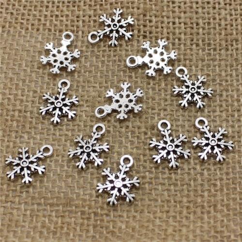100pcs 13*18mm Hot New DIY Tone Christmas Snowflake Charms Pendants Jewelry Making Component
