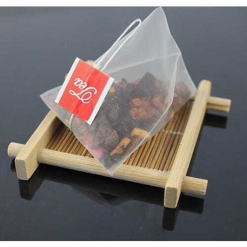 1000pcs/lot Pyramid Tea Bags Filters Nylon TeaBag Single String With Label Transparent Empty Tea Bag Customized logo