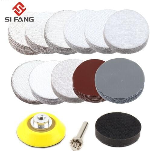 50mm 75mm Sander Disc Sanding Discs 1inch 2inch 80-3000Grit Paper + 2Inch Abrasive Polish Pad Plate + 1/4 Inch Shank+sponge mat