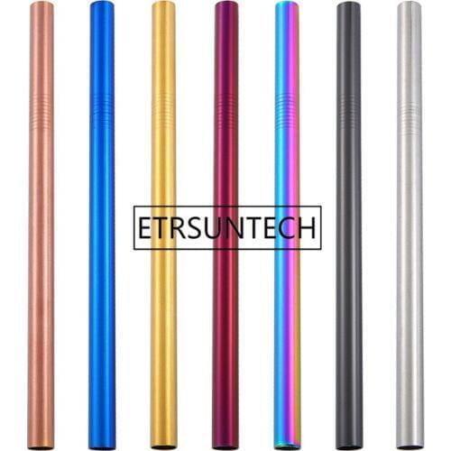 500pcs/lot Stainless Steel Straws Bubble Tea Diameter 12mm Reusable Drinking Straw Milk Tea Colorful Metal Straw