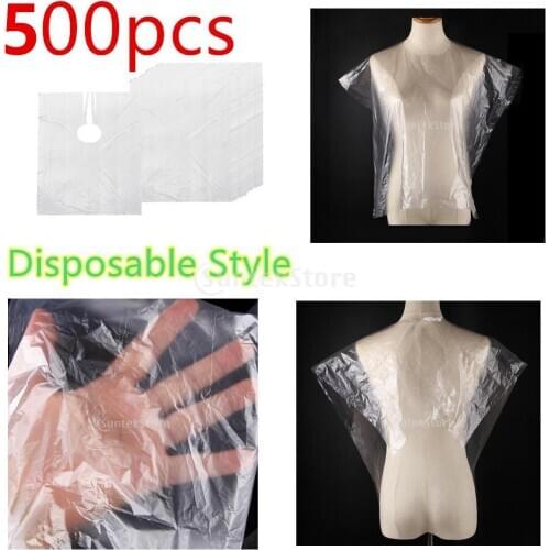 500pcs Waterproof Disposable Hair Cutting Cape Gowns Barber Shop Capes Clear
