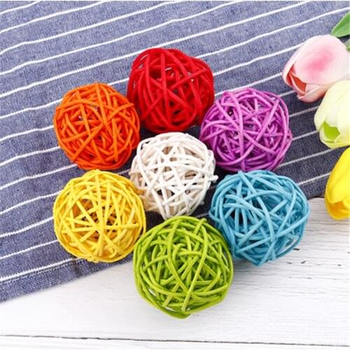 9pcs 5CM Colorful Rattan Ball DIY Ornaments Sepak Takraw Home Ornament Christmas/Birthday Wedding Party Kids Gifts Decorations