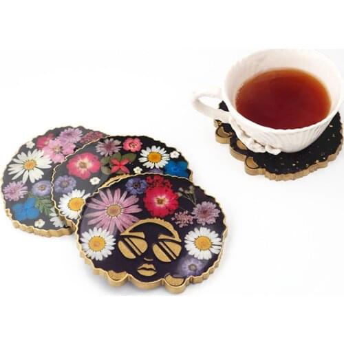 Afro Female Silicone Coaster Molud DIY Resin Cup Mat Mold Art Human Head Tray DIY Craft Ornament Tool Home Table Decoration