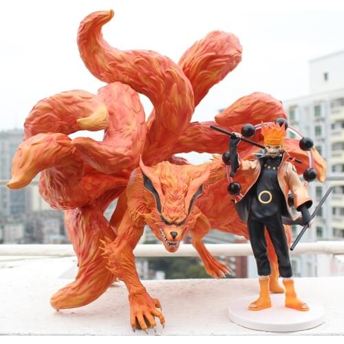 Anime Kyuubi Gk Statue Narudo and Kurama 2pcs/set Pvc Collection Model Figure Toys