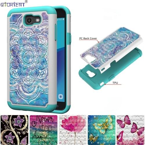 Glitter Diamond Case For Samsung Galaxy J7 Perx J7 Prime 2017 Bumper Cover Galaxy Halo Wide 2 J727 Hybrid Armor Shiny Phone Case