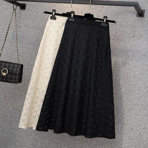 Black White Lace Long Plus Size Oversized 5Xl Large Korean Fashion High-Waisted Vintage Summer WomenS Clothing Skirts 2021