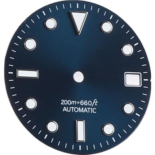 28.5MM Baby Blue Green Dark Blue Watch Dial For SKX007 6105 7S26 NH35 Movement 2 Positions Replacement Watch Dial