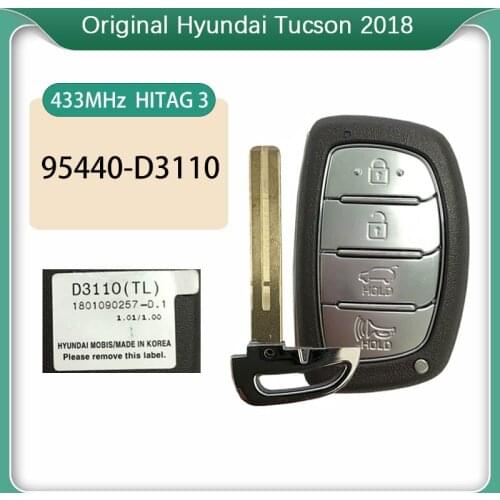 CN020135 Original/Aftermarket 4 Buttons Hyundai Tucson 2018 Smart Remote Key 433MHz HITAG 3 Transponder Part number 95440-D3110
