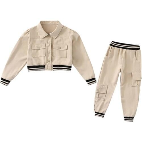 Kids two piece suit 5-16 years little girls fashion 2020 new spring/autumn casual blouse shirt jacket and long pants clothes set