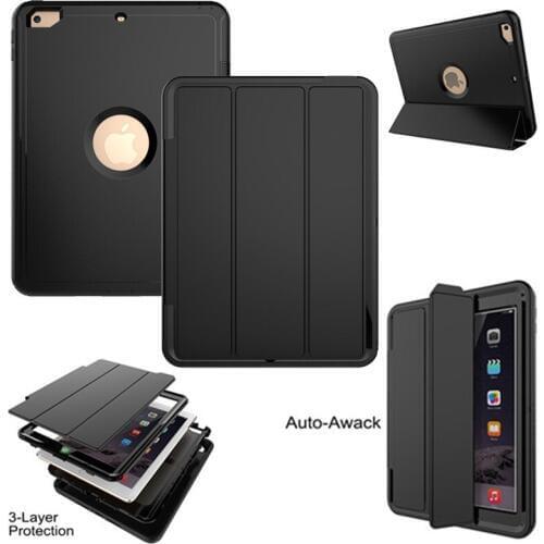 For iPad 2018 9.7 Funda 2017 PC+TPU+Leather 3-fold Sleep Smart tablet Cover Case for iPad 2 3 4 Cover for iPad 2018 6th Gen Case