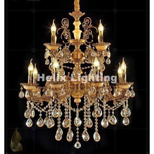 European E14 Crystal Chandelier Bronze Color Living Room lustres Decoration Pendants AC Chandeliers Crystal Home Indoor Lighting