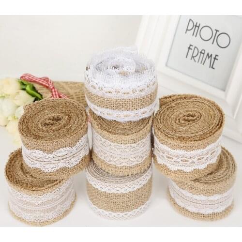 2Meter 5cm 6cm Natural Jute Burlap Ribbon Hessian Lace Trim For Vintage Rustic Wedding Decoration Christmas Party Supplies