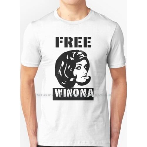 Lets Free Winona T Shirt 100% Pure Cotton Winona Ryder Heathers Beetlejuice 90s Black And White Jail Creative Trending Vintage