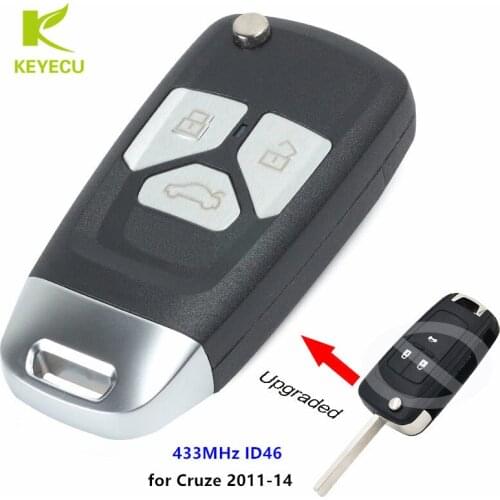 KEYECU Replacement New 3 Button Upgraded Flip Remote Key Fob 433MHz ID46 for Chevrolet Cruze 2011 2012 2013 2014