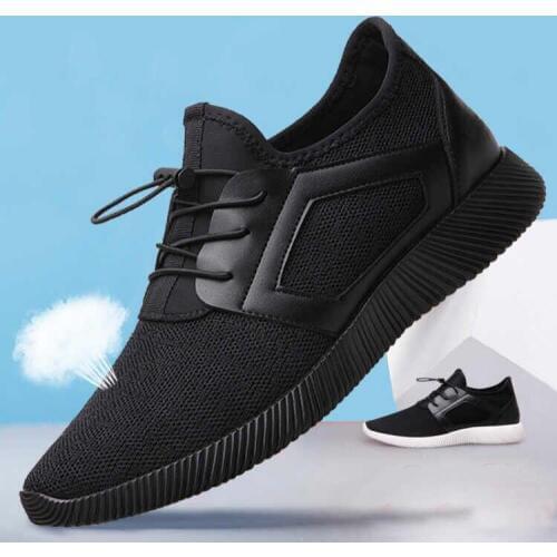 Mens casual shoes breathable Men Sneakers Fashion Breathable Mesh Shoes Lace Up Shoes Black Flat Zapatos de hombre Big Size 48