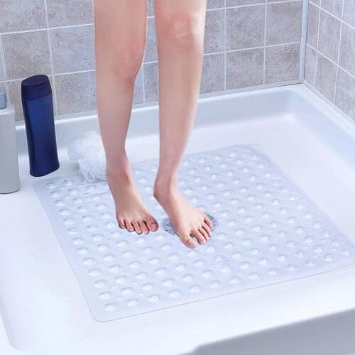 Square Non-Slip Mat Bath Shower Bathroom Floor Bathtub Mat with Suction Cups for Home Hotels Restaurants Balcony 53x53cm