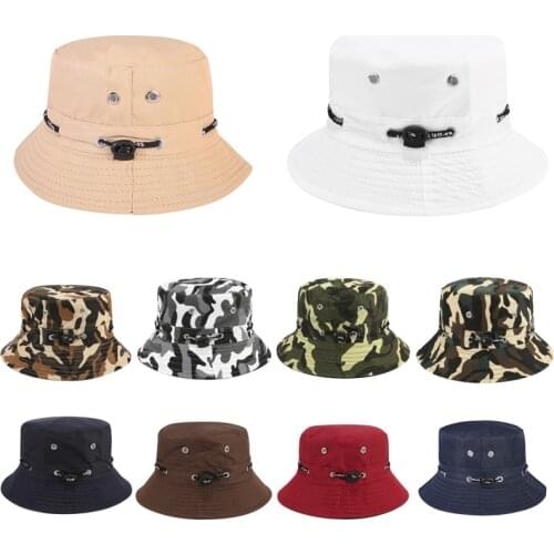 Summer Sun Hat Bucket Caps For Men Women Casual Fishing Military Flat Hat Sunscreen caps Double-sided Wear Unisex Fisherman Cap