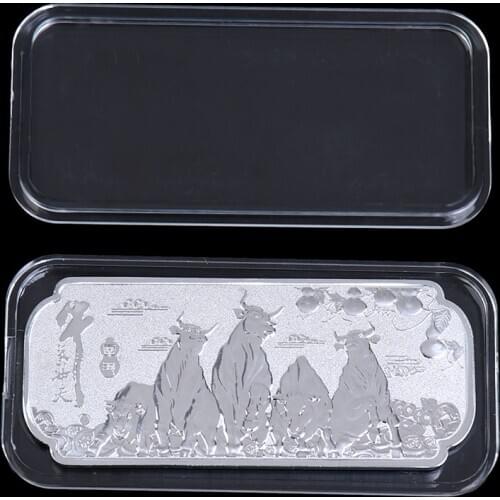 Cute 2021 New Year Of The Silver Bars Ox Commemorative Coin Craft Chinese Zodiac Souvenir Medal