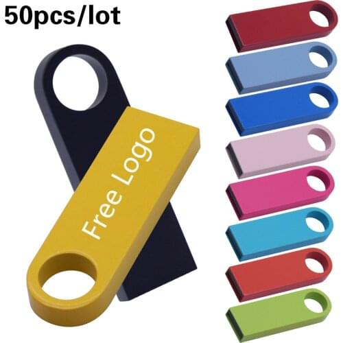 50pcs/lot Free Logo Mini Metal USB Flash Drive 2.0 64GB 8GB 4GB Pen drive 16GB 32GB Memory Stick for Photography wedding gifts