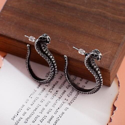 European Punk Style Fashion Earrings Vintage Bronze Alloy Cobra Shape Earrings 2020 India Thailand Jewelry Earrings