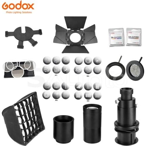 Godox S30 Focusing LED Light Accessories Projection Lens SA-P GOBO Set SA-09 Color Gels Kit SA-11 Softbox SA-30 Photography