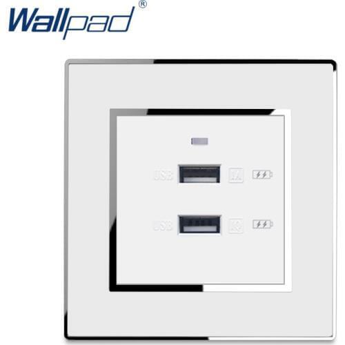 2 Usb Socket Port Charger 5V 3100mA Wallpad Luxury Wall Double USB Electric Power Outlet Mirror Acrylic Panel