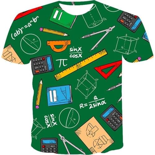 Novelty Math Element Print Tshirt Funny Student Short Sleeves Boys/Girls Street Casual Loose Summer Top