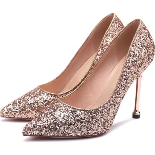 New Pointed Toe Women Wedding Shoes Stiletto High Heel Ladies Pumps Crystal Bridesmaid Bride Women Wedding High Heels Shoes