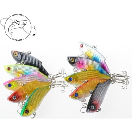 10Pcs/Lot New Arrival VIB Vibrate Lure Sea Fishing Baits 5.5cm/10g Wobblers Crankbait Artificial Isca with 2 Treble Hooks