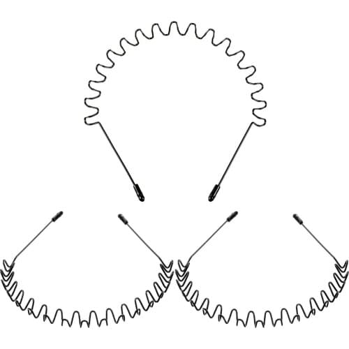 Unisex Hair Hoop Metal Headband Black Head Band Spring Wavy Nonslip Men Women Sports Fashion Headwear Hair Styling Accessories