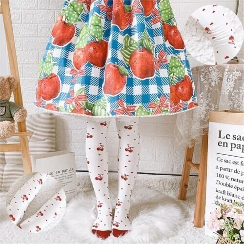 Autumn Small Cherry Lolita Socks Autumn And Winter Knee Socks Thick Combed Cotton Socks Lolita Japanese-style Slimming Legging
