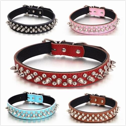 Pet Dog Rivet Collar Spiked Studded Strap Collar Leather Punk Rivet Dog Collar Pet Collars For Small Dog Large Dog
