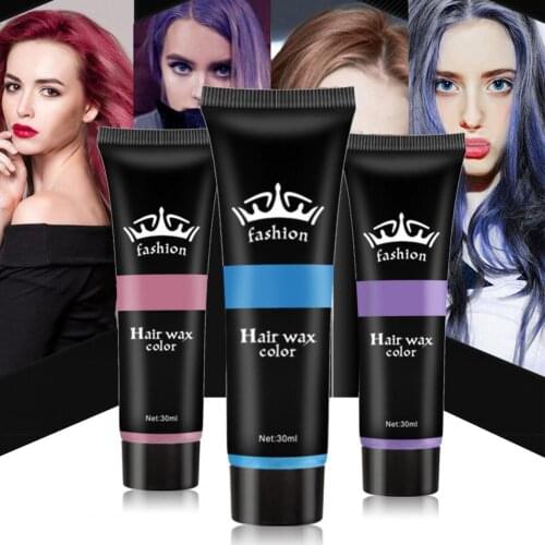 30ml Solid Hair Color Wax Disposable Effect Fluffy Multiple Colors Hair Wax Dye Mud No Stimulation Cream for Home Use