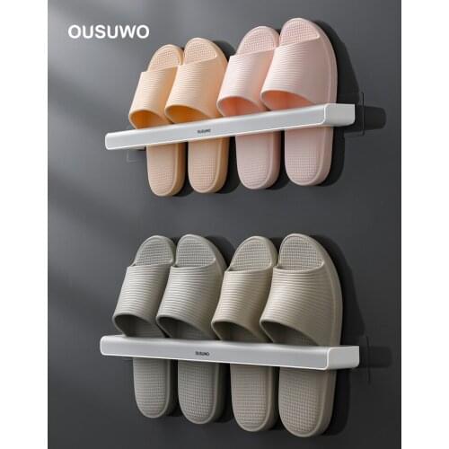 Bathroom slippers wall hanging toilet shoes storage artifact bathroom free punch shoe rack toilet