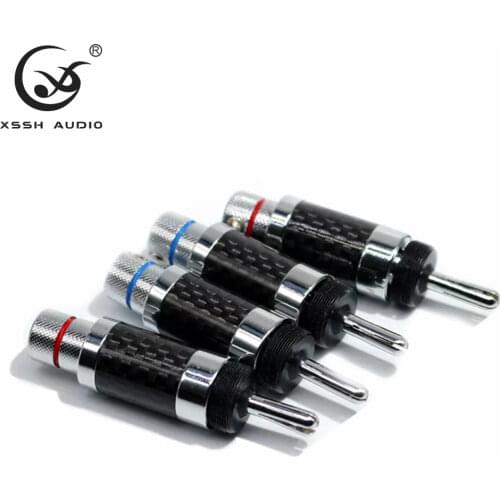 4pcs 8pcs XSSH audio Carbon Fiber Pure Copper Rhodium Plated BAF Speaker 6.8mm Banana Plug Jack Connector Plugs