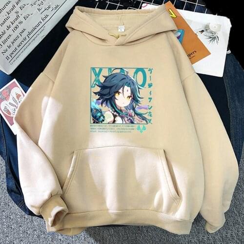Genshin Impact Hoodies Women 2021 New Fashion Autumn Xiao Print Kawaii Cool Streetwear Men Pullover Cartoon Oversized Sweatshirt