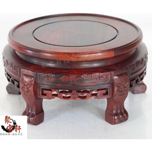 Wood carving handicraft circular base solid carving flowerpot vase household act the role ofing is tasted furnishing articles